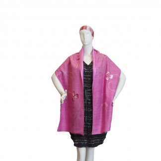 Silk scarf hand-embroidered with flower and leaf 40*200 cm-Model 6